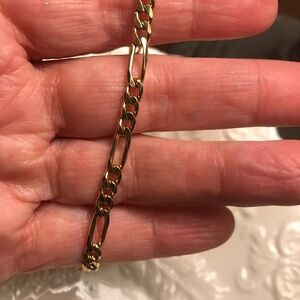 Italian Gold over 925 STERLING Silver Figaro Chain Necklace and Bracelet Set